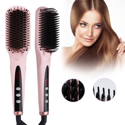 Fast Heating Anti-Scald electric hair straightener brush Ceramic Electric hair brush straightener