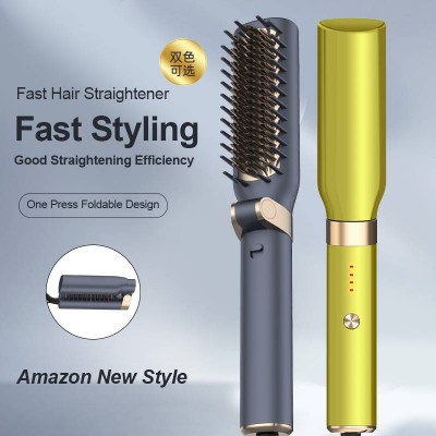 Fast Heating Anti-Scald Hair Straightening Brush Ceramic Ionic Electric Hair Combs Straightening Heated Brush Comb