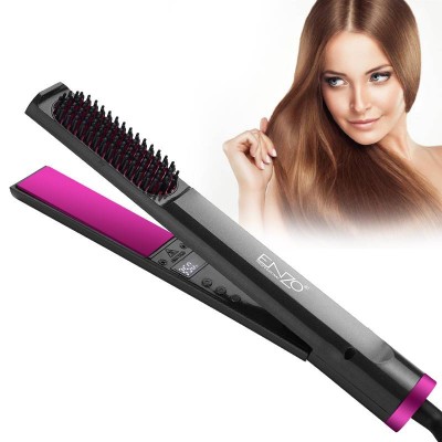 New Design ENZO Women Black Flat Iron Hair Straightener Hair Comb Brush For Hair Salon Wholesale